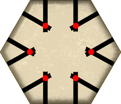 Control points on hexagonal tile